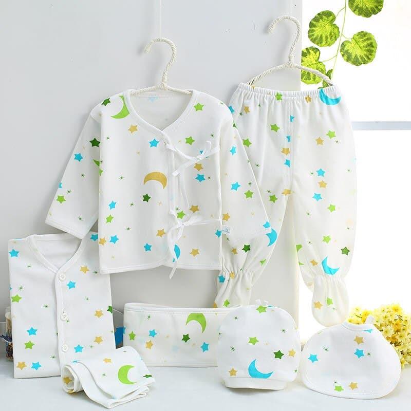 Newborn Baby's Cotton Clothing 7 Pcs Set - Stylus Kids