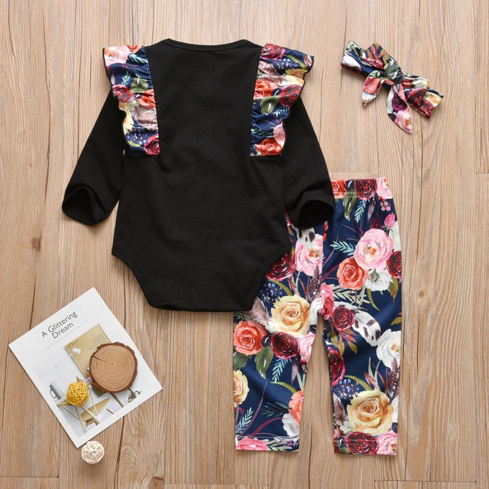 Baby Girl's Floral Print Romper and Pants 2 Pcs Set - Stylus Kids