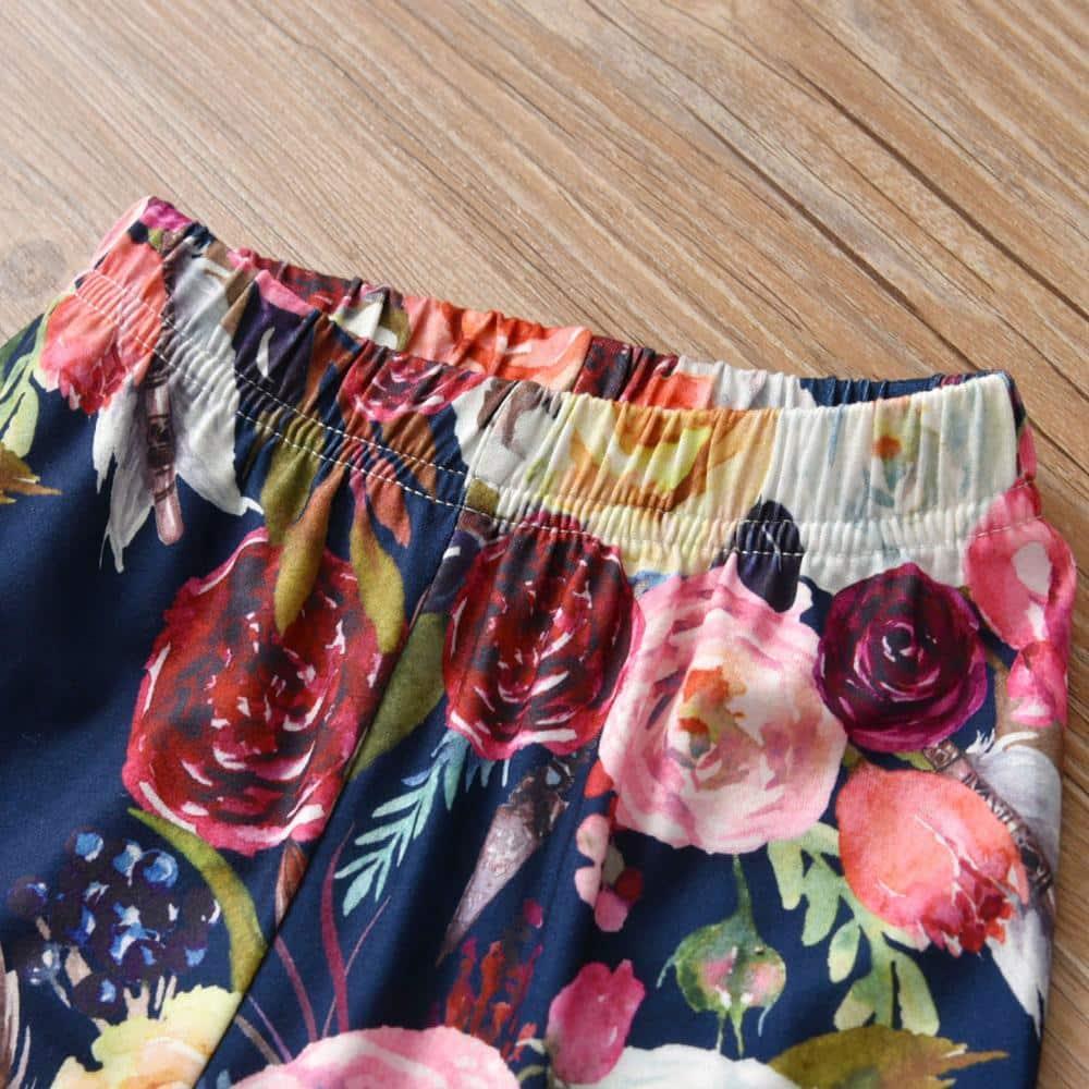 Baby Girl's Floral Print Romper and Pants 2 Pcs Set - Stylus Kids
