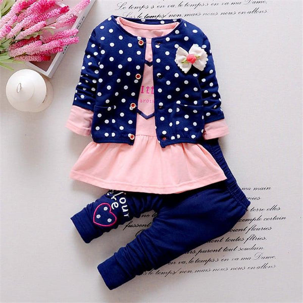 Baby Girl’s Polka Dot Patterned Cotton Clothing Set - Stylus Kids