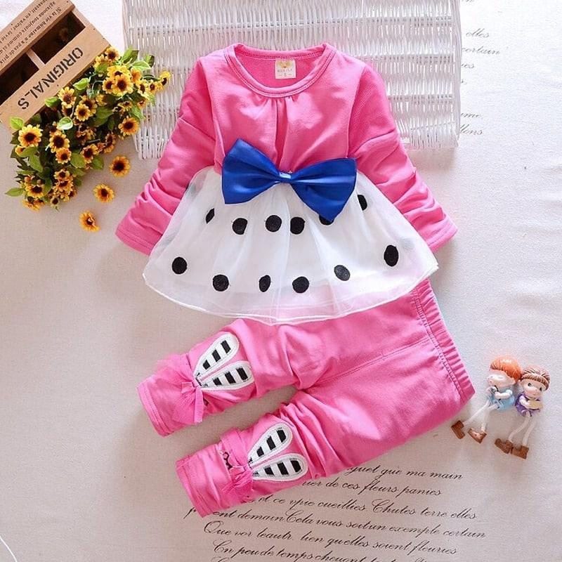 Baby Girl’s Polka Dot Patterned Cotton Clothing Set - Stylus Kids