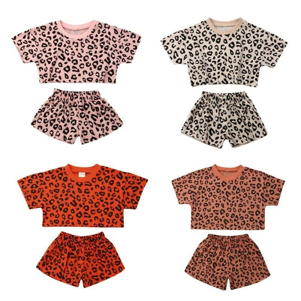 Baby Girl's Leopard Printed Cotton T-Shirt with Shorts Set - Stylus Kids