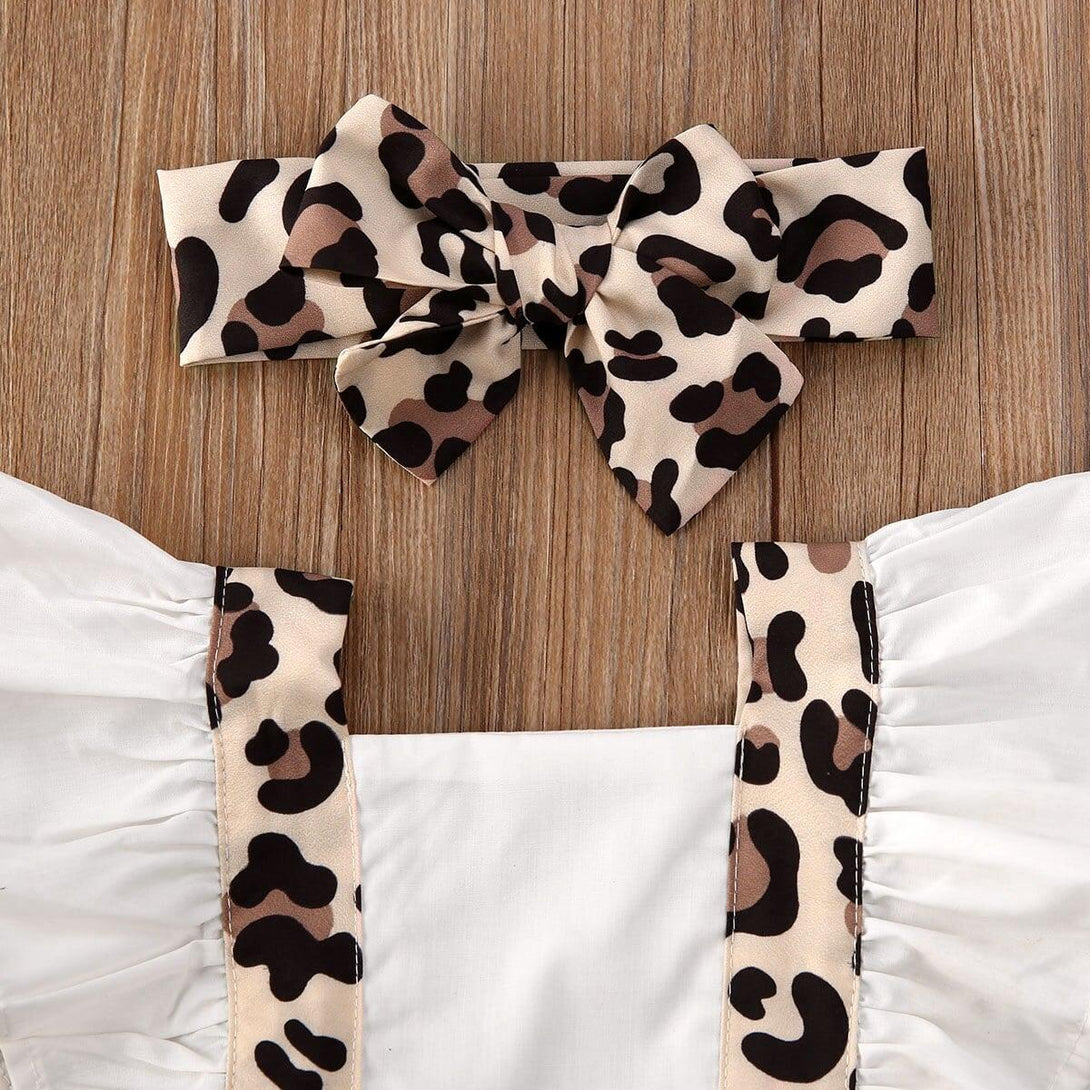 Summer Leopard Romper with Headband for Baby Girls - Stylus Kids