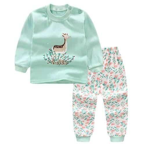 Baby's Cartoon Patterned Cotton T-Shirt with Pants Set - Stylus Kids