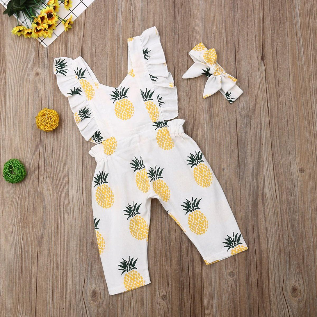 Baby Girl's Pineapple Romper and Headband 2 Pcs Set - Stylus Kids