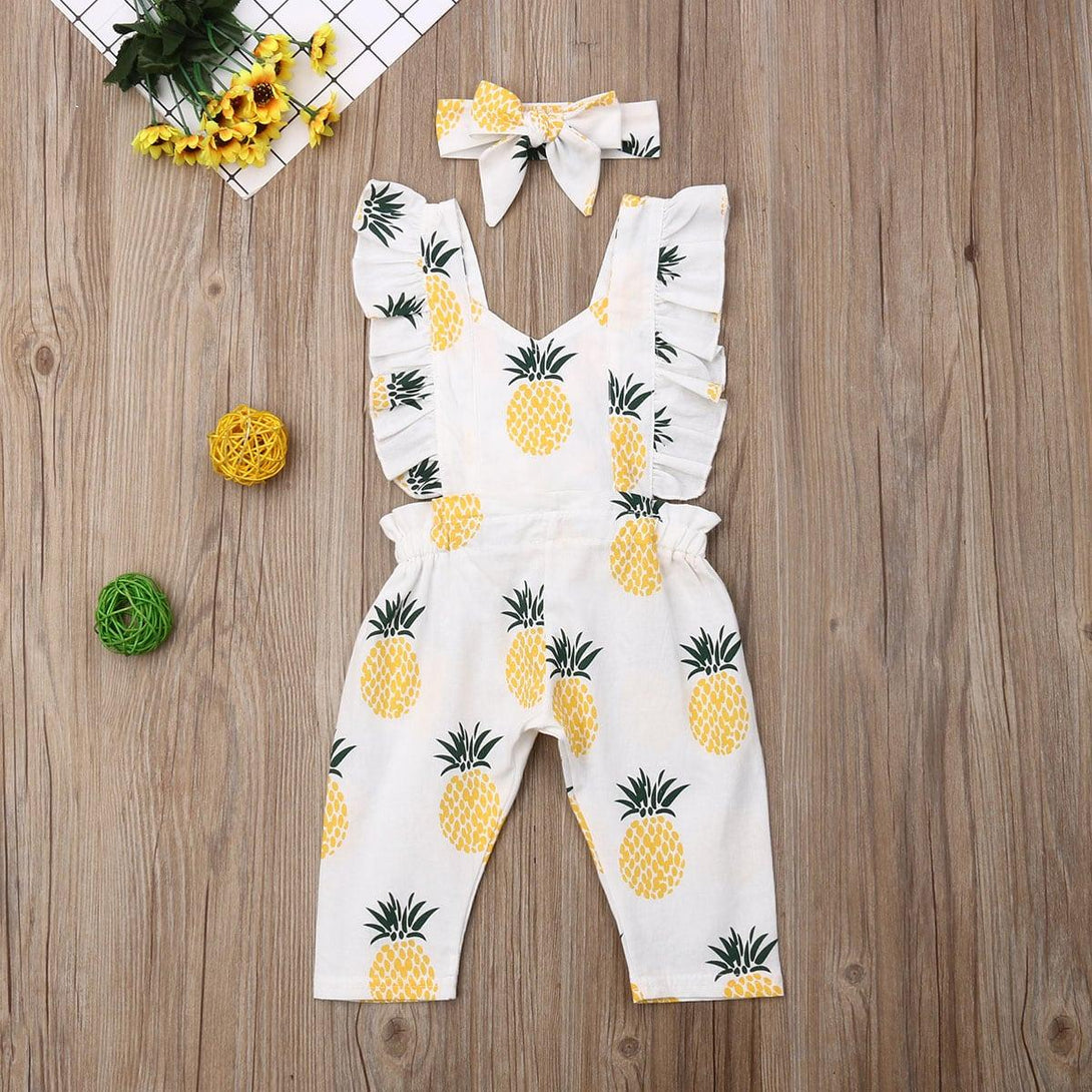 Baby Girl's Pineapple Romper and Headband 2 Pcs Set - Stylus Kids