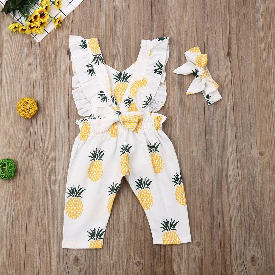 Baby Girl's Pineapple Romper and Headband 2 Pcs Set - Stylus Kids