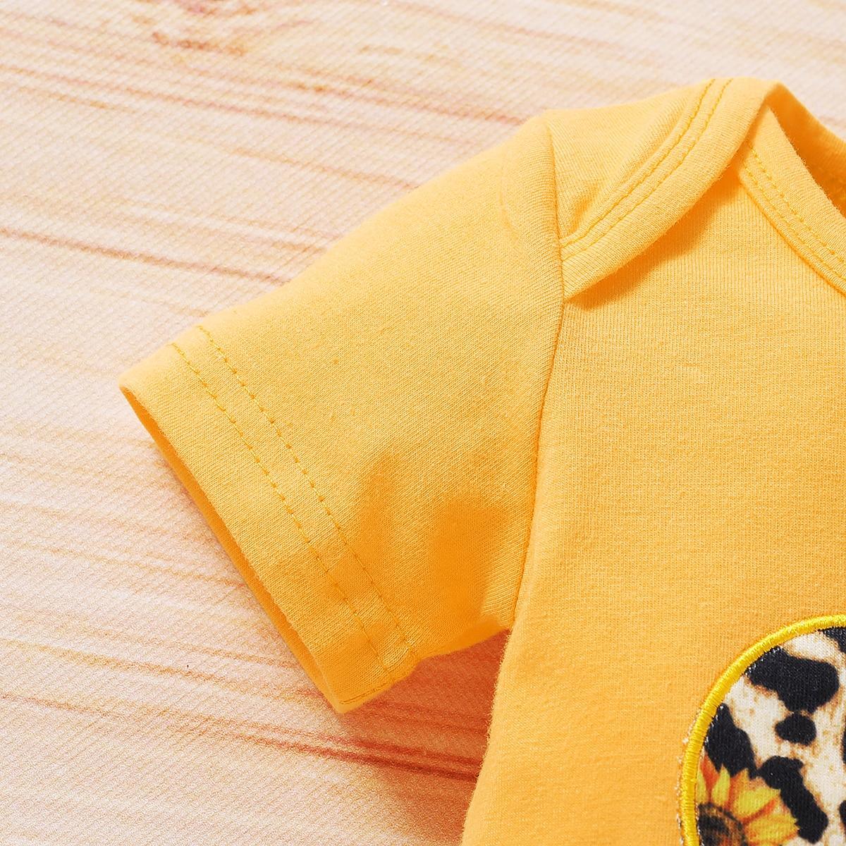 Baby Girl's Leopard / Sunflower Printed Yellow T-Shirt and Tutu Pants with Headband Set - Stylus Kids