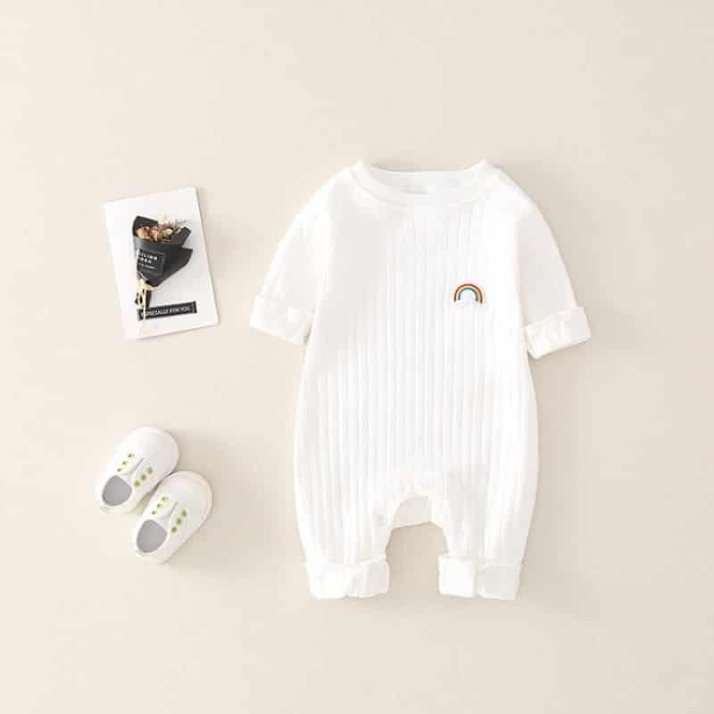 Baby's Ribbed Fabric Rainbow Romper - Stylus Kids