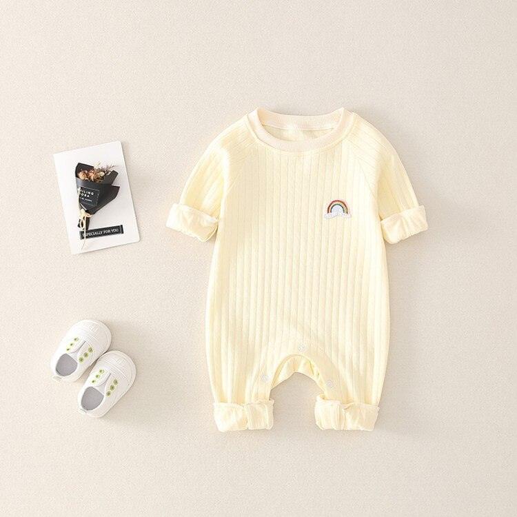 Baby's Ribbed Fabric Rainbow Romper - Stylus Kids