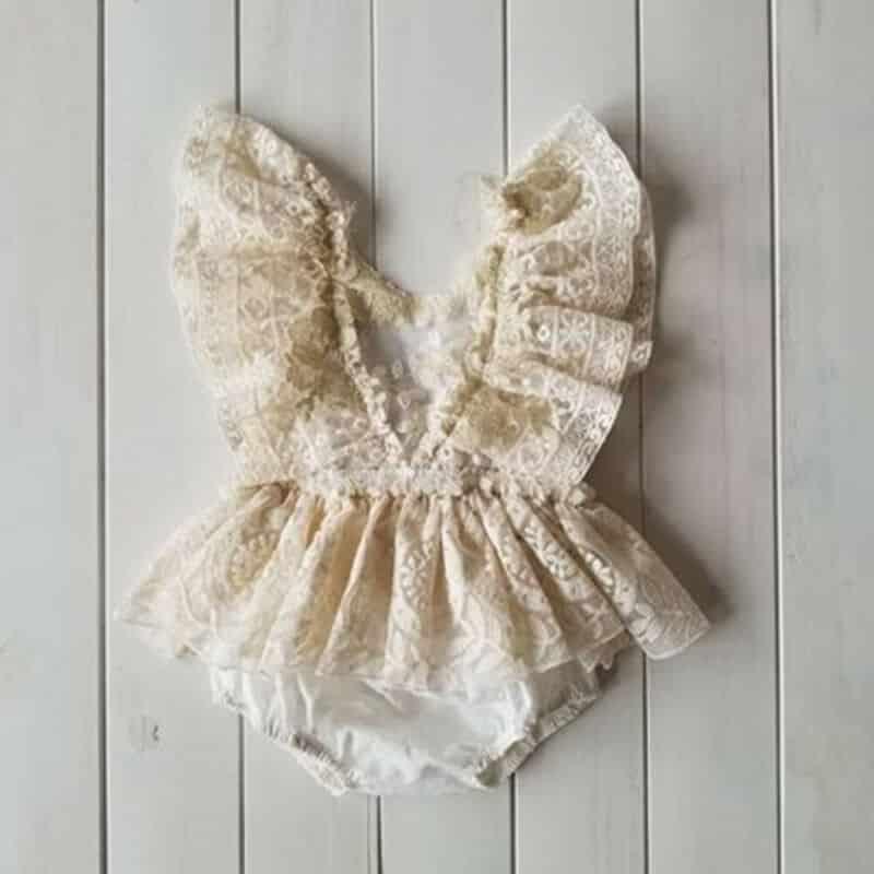 Baby Girl's Cream Lace Romper - Stylus Kids