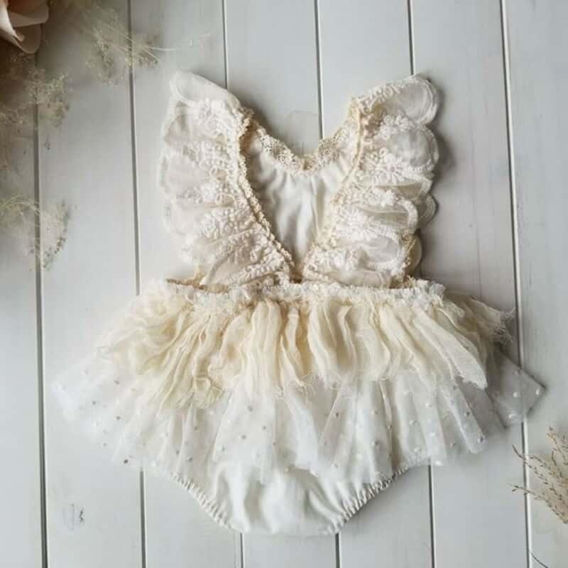 Baby Girl's Cream Lace Romper - Stylus Kids