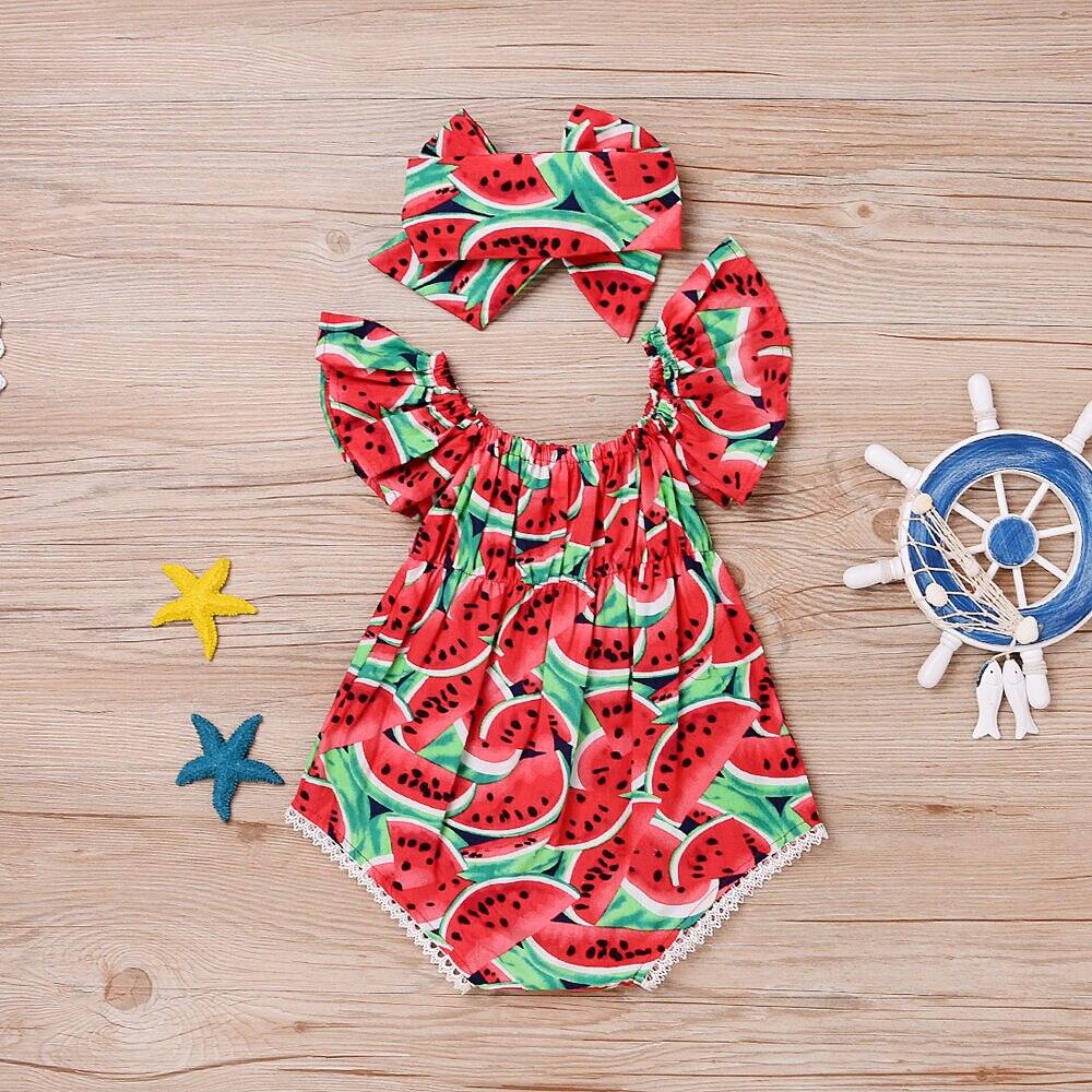 Baby Girl's Watermelon Print Romper and Headband Set - Stylus Kids