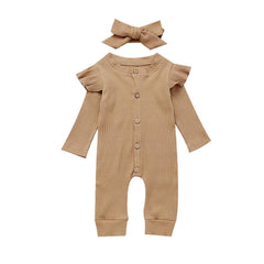 Baby Girl Ribbed Jumpsuit with Headband - Stylus Kids