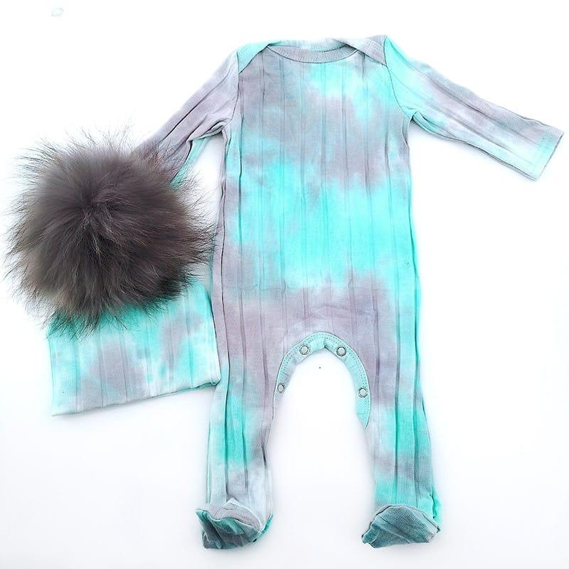 Baby's Tie Dye Cotton Romper with Hat - Stylus Kids