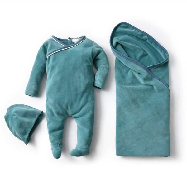 Newborn's Cotton Solid Romper with Blanket