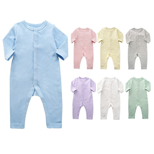 Boy's Solid Color Long Sleeve Pajama Jumpsuit with Buttons - Stylus Kids