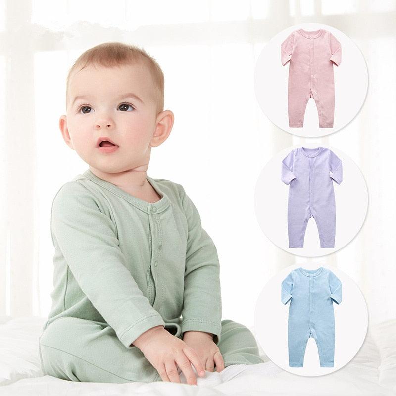 Boy's Solid Color Long Sleeve Pajama Jumpsuit with Buttons - Stylus Kids