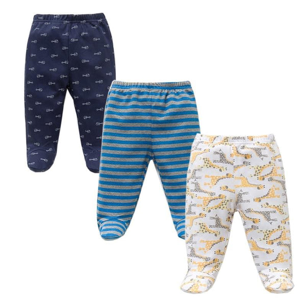 Baby's Cotton Pants with Elastic Waist 3 pcs Set