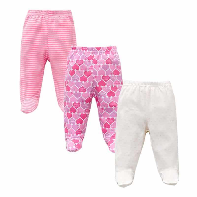 Baby's Cotton Pants with Elastic Waist 3 pcs Set