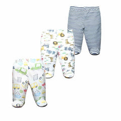 Baby's Cotton Pants with Elastic Waist 3 pcs Set