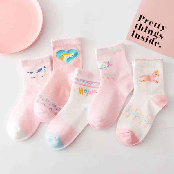 Set Calcetines Bebé Algodón Fino Unicornio 5 Pares