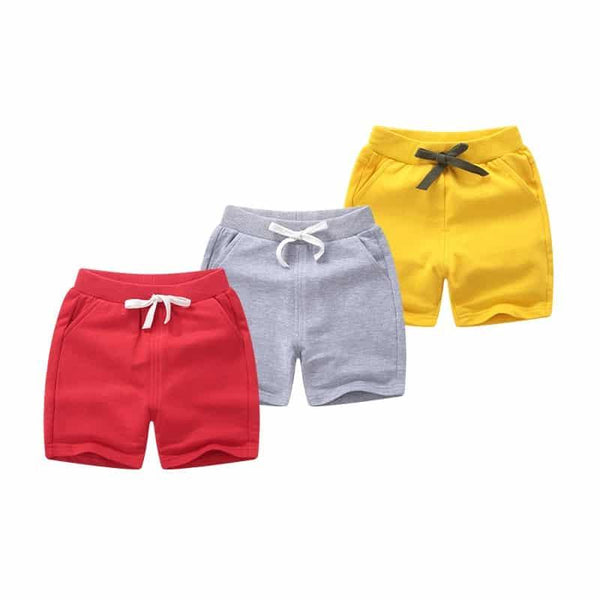 Solid Color Shorts for Boys with Drawstring Closure