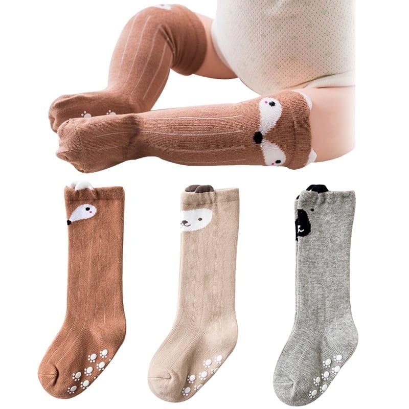 Knee Length Baby Anti Slip Socks 3 Pairs Set