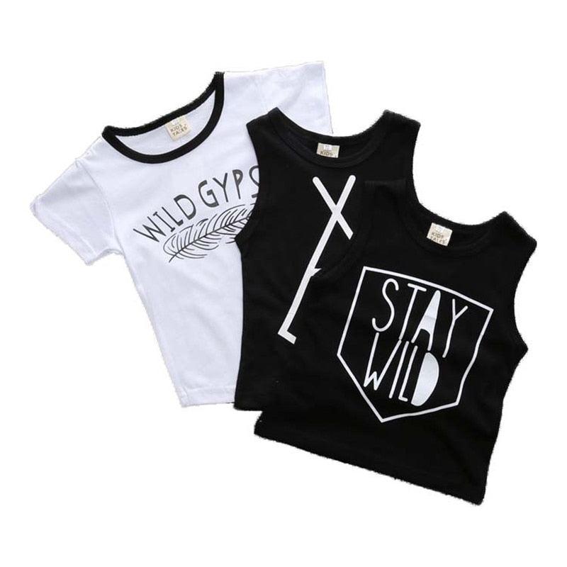 Black and White Cotton Baby Boys T-Shirt - Stylus Kids