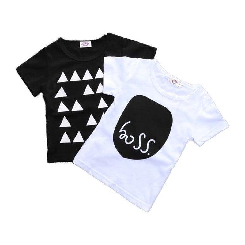 Black and White Cotton Baby Boys T-Shirt - Stylus Kids