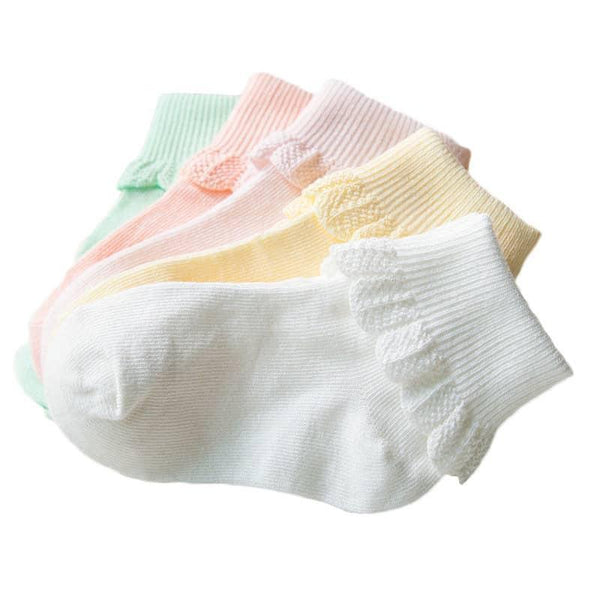 Ensemble 5 paires de chaussettes à bordure en dentelle pour bébé fille