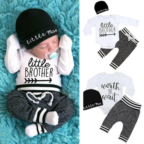 Ensemble de vêtements en coton avec chapeau pour bébé garçon