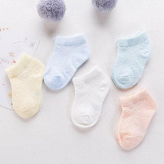 Baby's Pastel Color Breathable Socks 5 Pairs Set