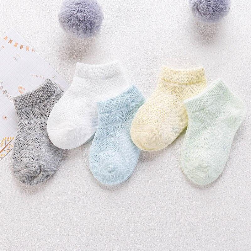 Baby's Pastel Color Breathable Socks 5 Pairs Set