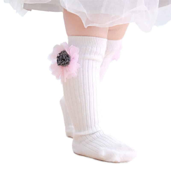 Girl's Cotton Knee Socks with 3D Appliques