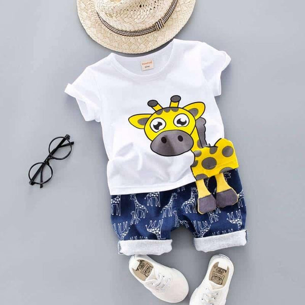 Giraffe Printed Clothing Set for Boys