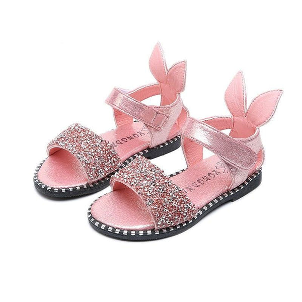 Rhinestone Decorated Sandals for Girls with Rabbit Ears