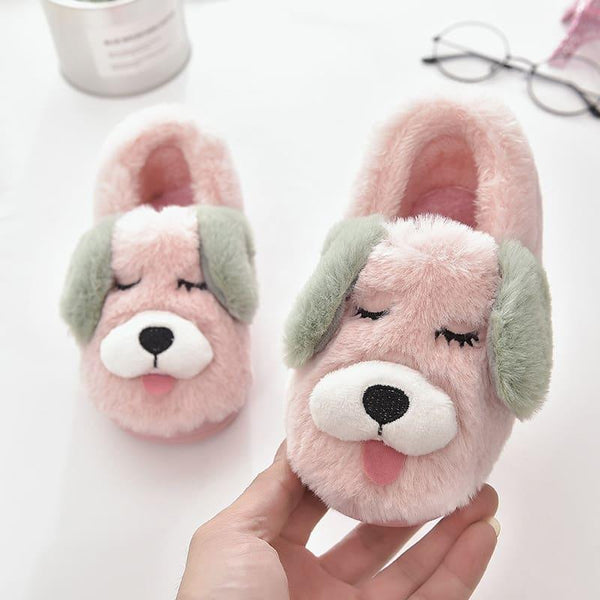 Winter Kid's Plush Bear Shaped Home Slippers