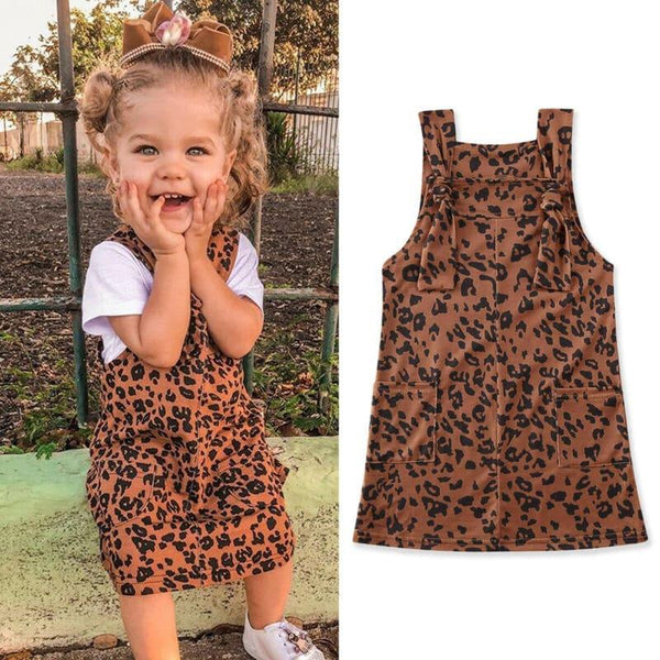 Vestido sin mangas con estampado de leopardo para niñas