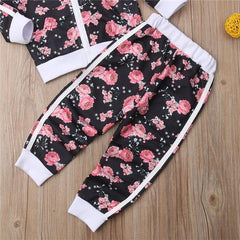 Floral Long Sleeved Sweatshirt with Pants Tracksuit for Girls