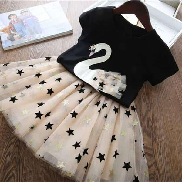 Girl's Summer T-Shirt with Ball Skirt Set