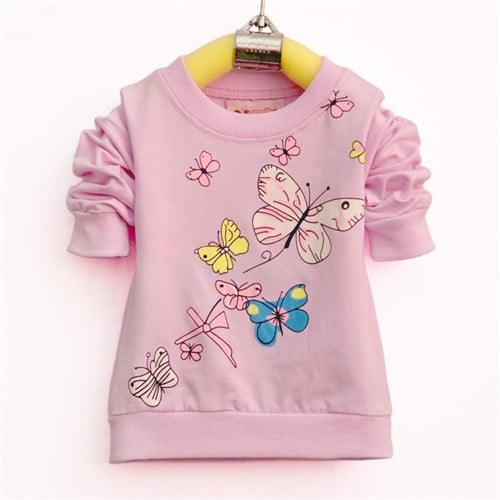 Girl's Butterflies Long Sleeve Cotton Sweatshirt