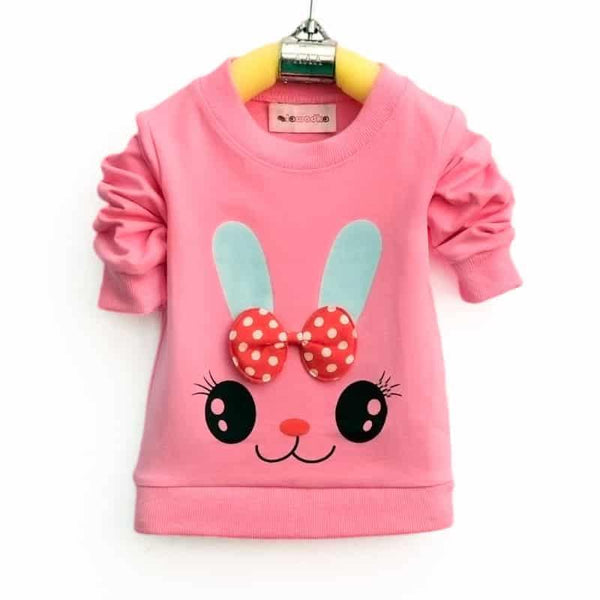 Rabbit Print Long Sleeve Girl's Sweater