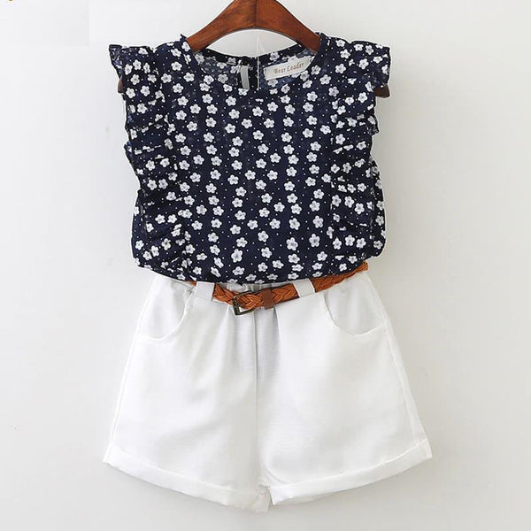 Conjunto de ropa de algodón estampado brillante lindo para niña