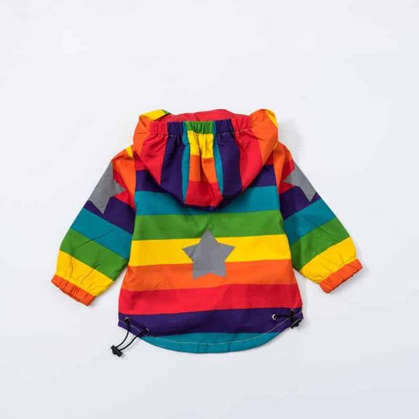 Girl's Rainbow Pattern Hooded Jacket