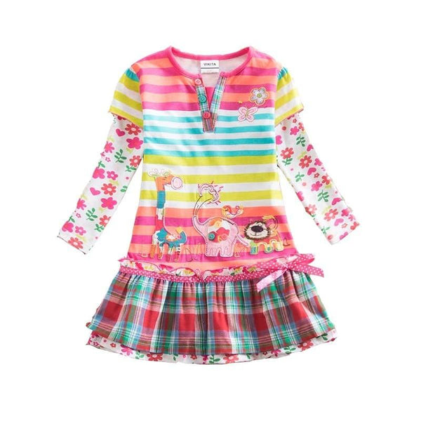 Colorful Long-Sleeved Dress for Girls