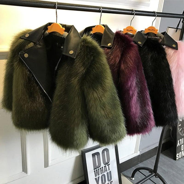 Stylish Girl's Artificial Fur Jacket