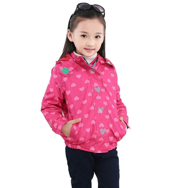 Hearts Printed Coat for Girls