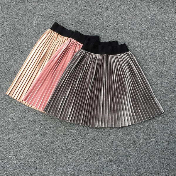 Girl's Velvet Pleated Skirt