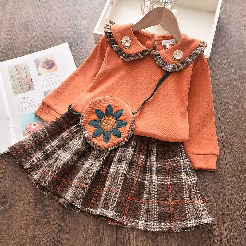 Girl's Geometric Pattern Warm Cardigan and Skirts Set - Stylus Kids